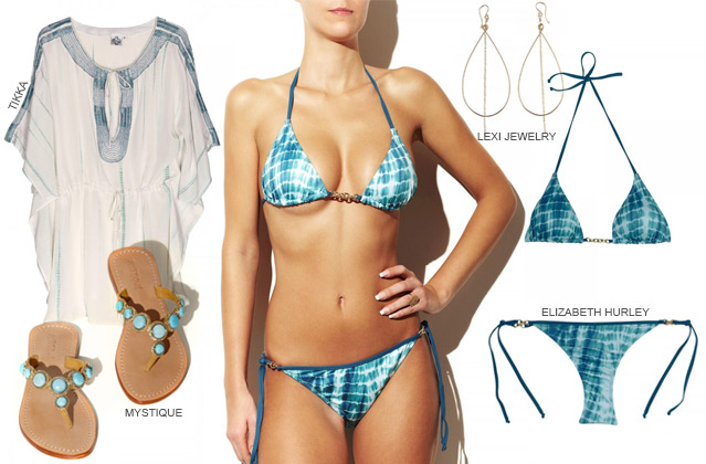4 Must-haves für einen traumhaften Strand-Look: Bikini, Kaftan, Sandalen, Ohrringe