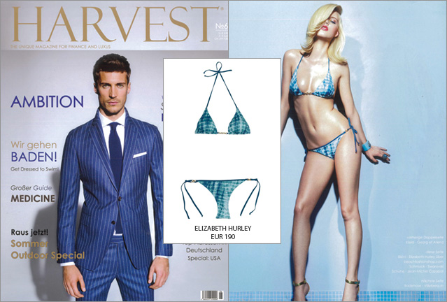 Macht an: der Elizabeth Hurley Bikini im Männermagazin HARVEST